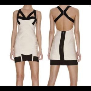 Authentic Herve Leger Black &Off-White Mini Dress